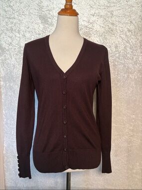 Polo Sur Deep chocolate brown V-Neck Button up Cardigan Size M